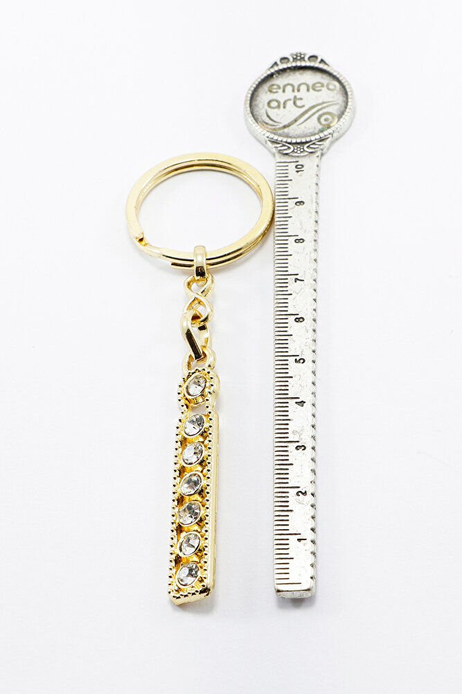 Gold Color Shiny Stone Letter I Keychain, Gift Letter Keychain