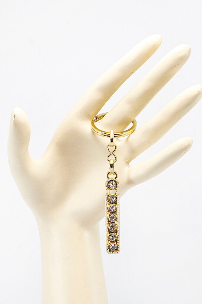 Gold Color Shiny Stone Letter I Keychain, Gift Letter Keychain