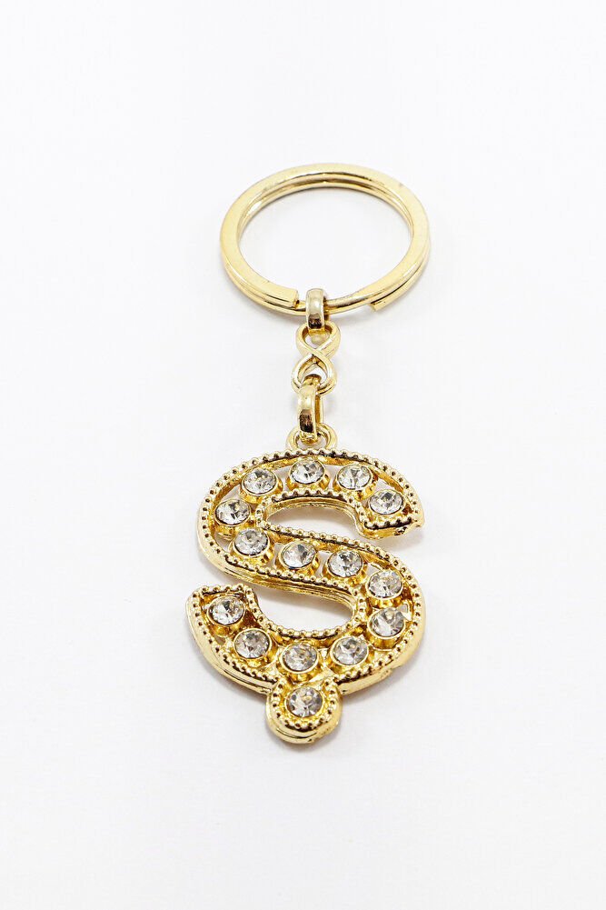 Gold Renkli Parlak Taşlı Ş Harfi Anahtarlık, Hediyelik Harfli Anahtarlık