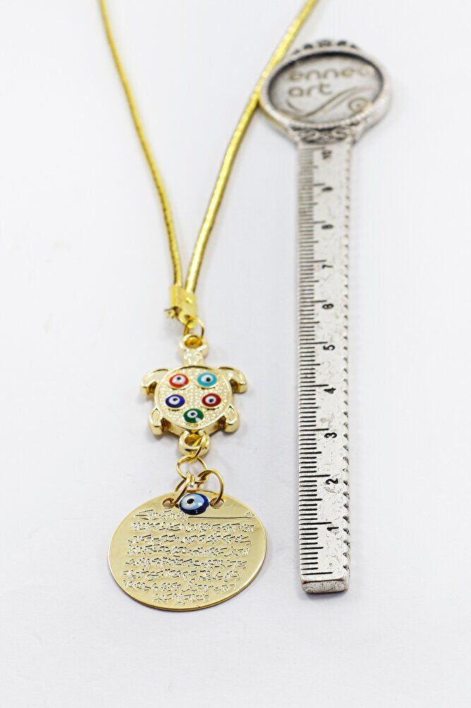 Küçük Metal Ayetel Kürsi Araba Dikiz Ayna Süsü Renkli Kaplumbağa Nazar Boncuklu Lüks Hediyelik