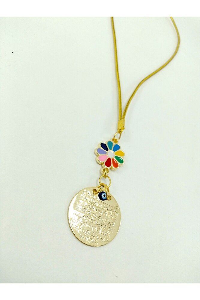 Metal Ayetel Kürsi Araba Dikiz Ayna Süsü Metal Rengarenk Çiçekli Hediyelik Lüks Aksesuar