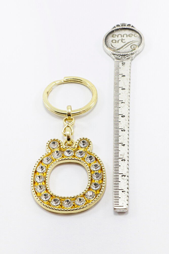 Gold Color Shiny Stone Letter Ö Keychain, Gift Letter Keychain