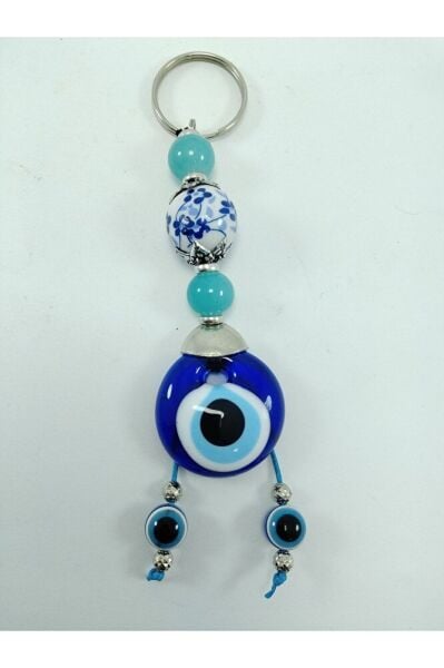 Nazar Boncuğu Anahtarlık / Araba Dikiz Ayna Süsü El Yapımı Cam Küf Yeşili Hediyelik Aksesuar