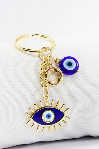 Handmade Eyelash and Eye Figured Evil Eye Beaded Keychain, Evil Eye Gift Bag Ornament