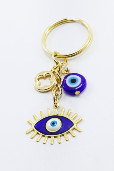Handmade Eyelash and Eye Figured Evil Eye Beaded Keychain, Evil Eye Gift Bag Ornament