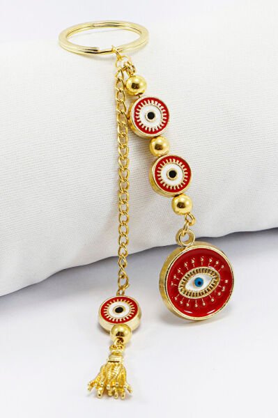 Handmade Red Framed Eye Figured Pendant Keychain, Gift Bag Ornament