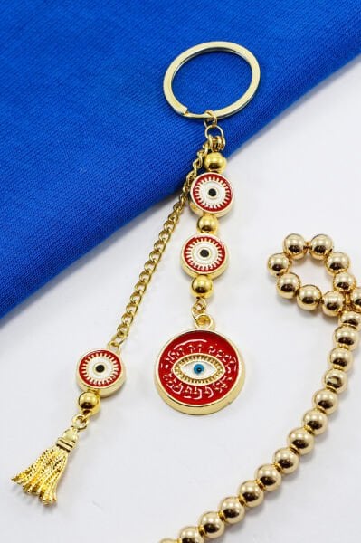 Handmade Red Framed Eye Figured Pendant Keychain, Gift Bag Ornament