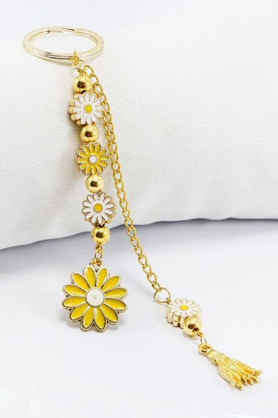 Yellow Daisy Cluster Keychain, Gift Bag Ornament