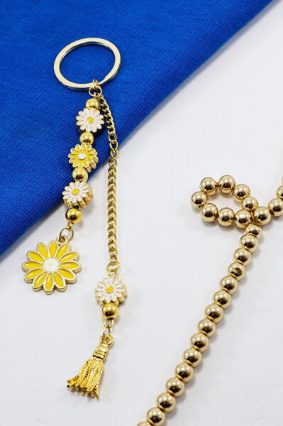 Yellow Daisy Cluster Keychain, Gift Bag Ornament