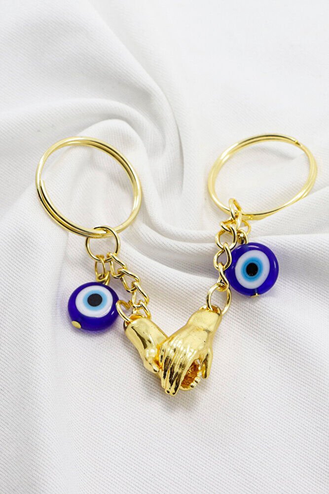 Gold Renkli El Ele Tutuşan Mıknatıslı Sevgili Anahtarlık, Sevgili Hediyesi