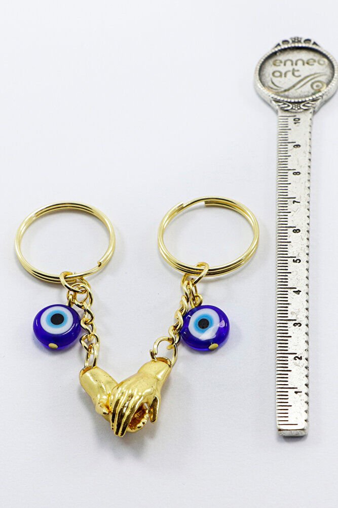 Gold Renkli El Ele Tutuşan Mıknatıslı Sevgili Anahtarlık, Sevgili Hediyesi