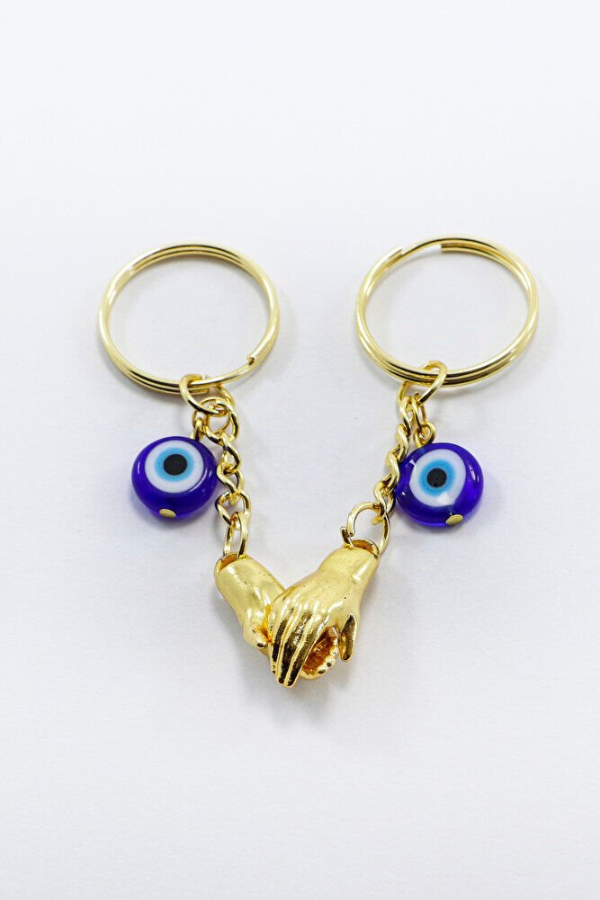 Gold Renkli El Ele Tutuşan Mıknatıslı Sevgili Anahtarlık, Sevgili Hediyesi