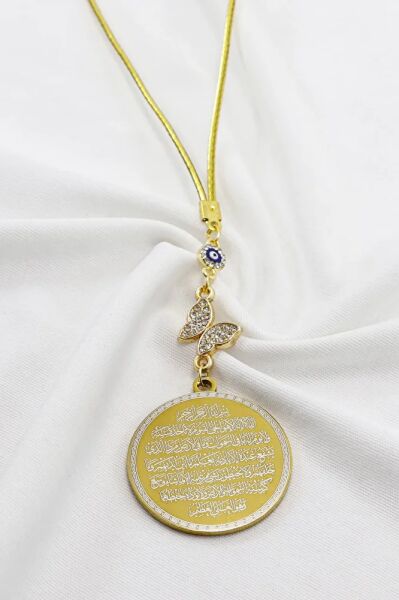 Shiny Stone Butterfly Evil Eye Ayetel Kürsi Felak Nas İhlas Car Rearview Mirror Ornament, New Car Gift