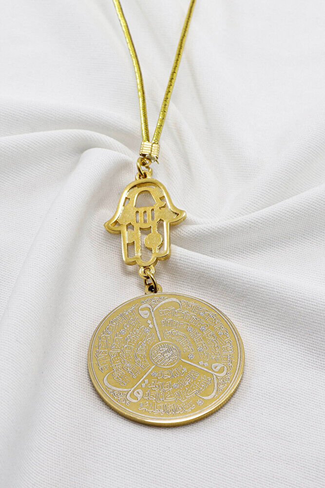 Gold Plated Colorful Enameled Hamse Ayetel Kursi Felak Nas Ihlas Car Rearview Mirror Ornament