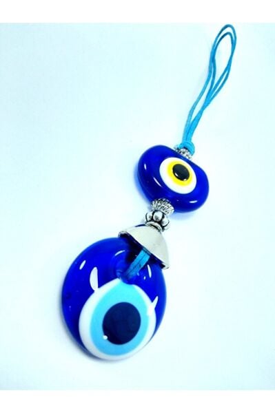 Iki Gözlü Araba Dikiz Ayna Süsü Cam Nazar Boncuğu El Yapımı Hediyelik Eşya