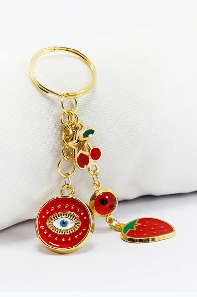 Handmade Red Strawberry Keychain, Cherry Gift Bag Ornament