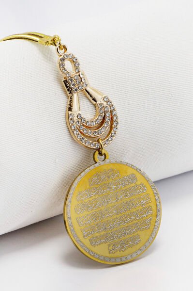 Zircon Stone Drop Figured Stainless Steel Ayetel Kursi Evil Eye Verse Car Rearview Mirror Ornament