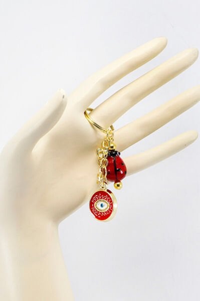 Handmade Red Eye Figured Cluster Ladybug Keychain, Evil Eye Gift Bag Ornament