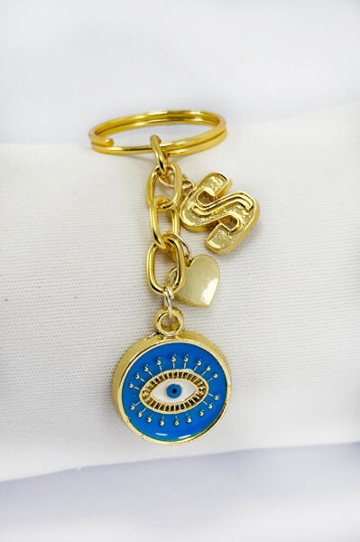 Handmade S Letter Eye Figured Pendant Keychain, Gift Keychain