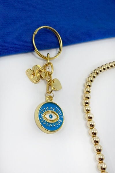 Handmade S Letter Eye Figured Pendant Keychain, Gift Keychain