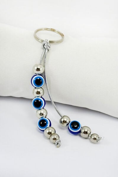 Navy Blue Evil Eye Beaded Pendant Keychain, Evil Eye Bag Ornament for Gift