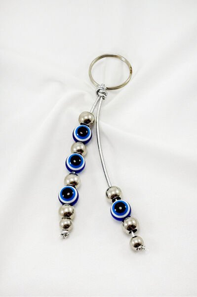 Navy Blue Evil Eye Beaded Pendant Keychain, Evil Eye Bag Ornament for Gift