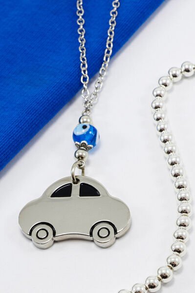 Handmade Glass Evil Eye Beaded Adjustable Chain Steel Car Figure Vehicle Rearview Mirror Ornament