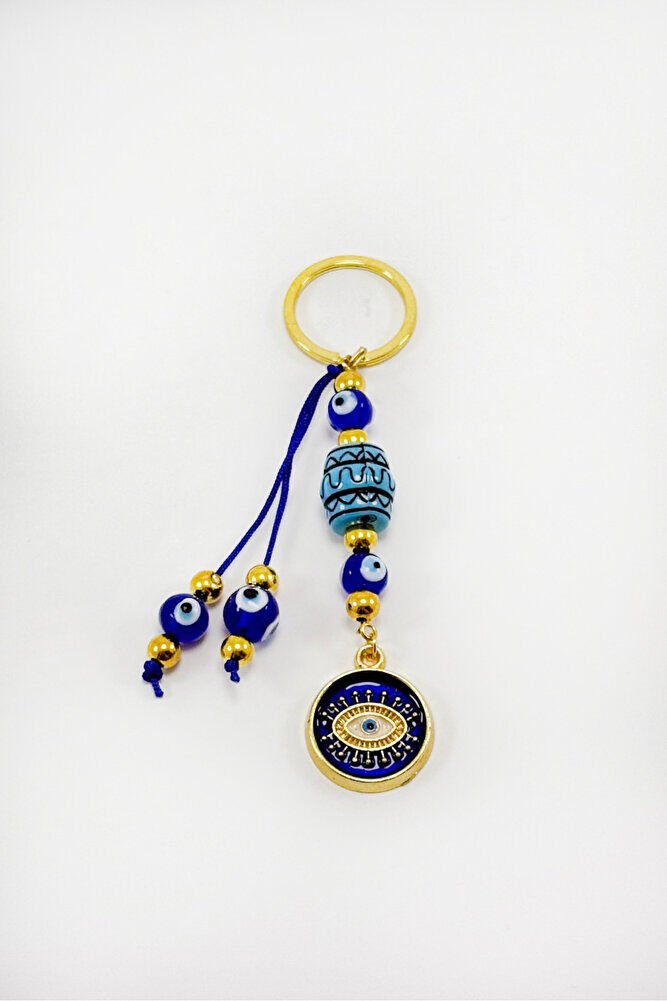 Lacivert Renkli Salkım Çerçeveli Nazar Gözlü Anahtarlık, Hediyelik Nazarlı Anahtarlık