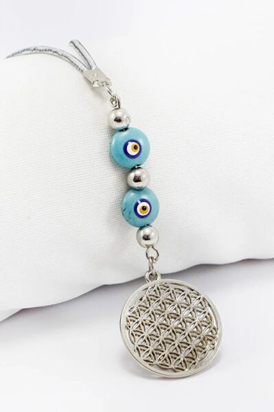 Handmade Enameled Glass Beaded Lotus Flower Car Rearview Mirror Ornament, Car Gift