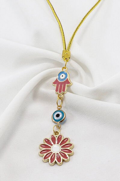 Dried Rose Hamse Evil Eye Flower Accessory Car Rearview Mirror Ornament, Car Gift