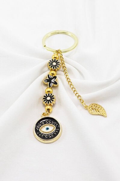 Black Lotus Flower Evil Eye Cluster Keychain, Gift Bag Ornament