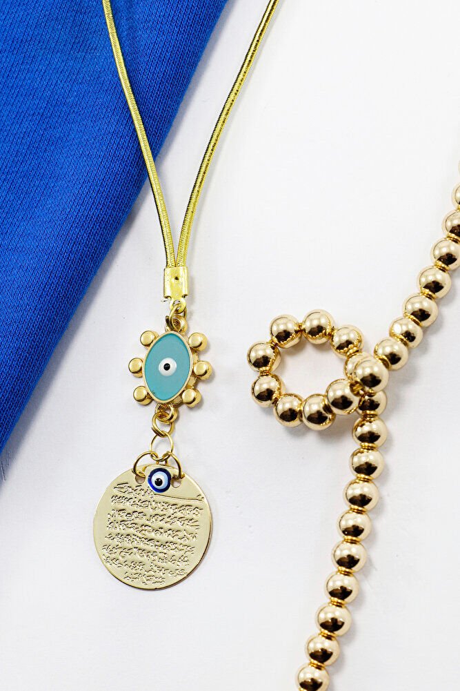 Güneş Figürlü Gold Renkli Metal Ayetel Kürsi Araba Dikiz Ayna Süsü, Araba Hediyesi