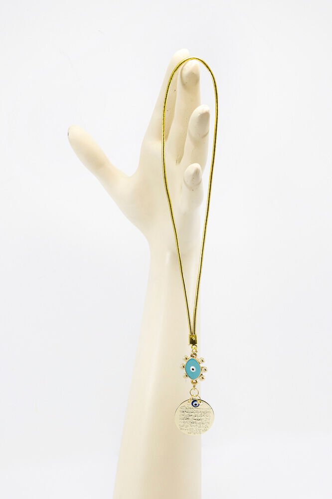 Güneş Figürlü Gold Renkli Metal Ayetel Kürsi Araba Dikiz Ayna Süsü, Araba Hediyesi