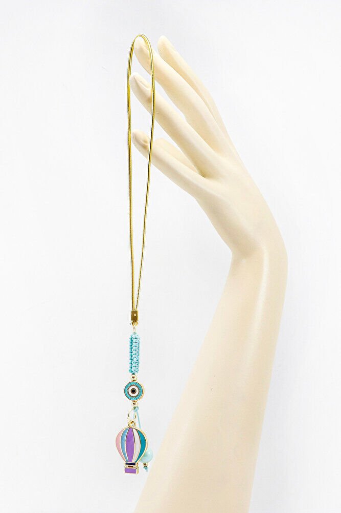 Beyaz Renkli Çerçeveli Nazar Boncuklu Renkli Uçan Balon Salkım Anahtarlık, Dikiz Ayna Süsü 2'li Set