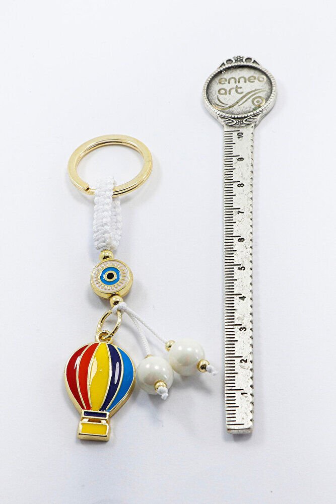 White Framed Evil Eye Beaded Colorful Flying Balloon Cluster Rearview Mirror Ornament, New Car Gift