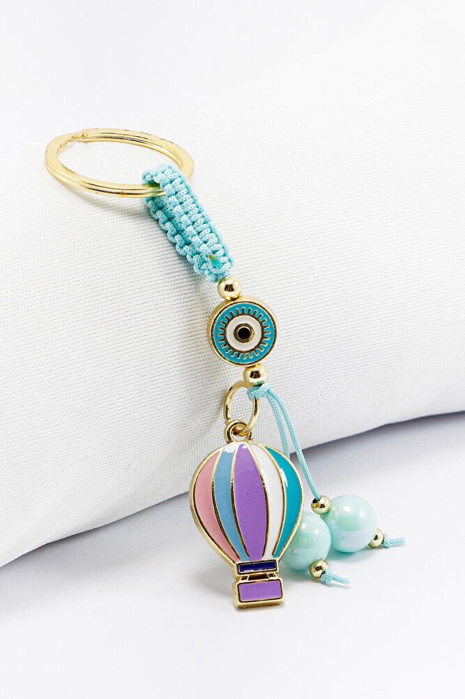 Bebe Mavisi Çerçeveli Nazar Boncuklu Renkli Uçan Balon Salkım Dikiz Ayna Süsü, Yeni Araba Hediyesi