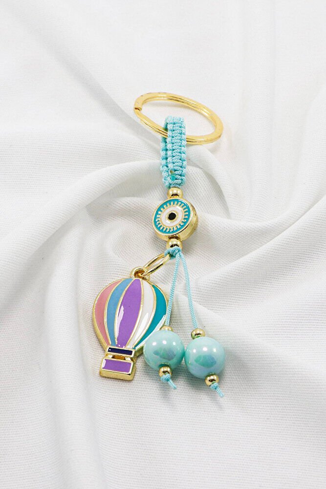 Bebe Mavisi Çerçeveli Nazar Boncuklu Renkli Uçan Balon Salkım Dikiz Ayna Süsü, Yeni Araba Hediyesi