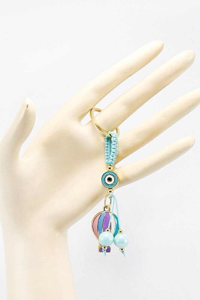 Bebe Mavisi Çerçeveli Nazar Boncuklu Renkli Uçan Balon Salkım Dikiz Ayna Süsü, Yeni Araba Hediyesi