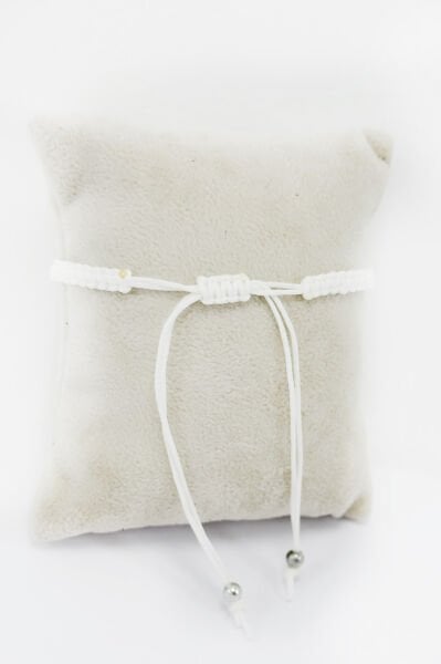 Lacivert Nazar Detaylı Kelebekli Beyaz İpli Asansörlü Ayarlanabilir Bileklik, Hediyelik Bileklik