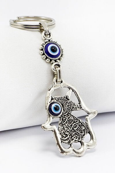 Metal Mevlana Patterned Hamsa Hand Keychain, Evil Eye Bag Ornament for Gift