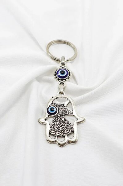 Metal Mevlana Patterned Hamsa Hand Keychain, Evil Eye Bag Ornament for Gift