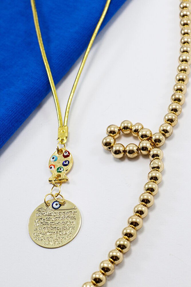 Metal Ayetel Kursi Prayer Colorful Fish Evil Eye Bead Car Rearview Mirror Ornament Handmade Luxury Accessory