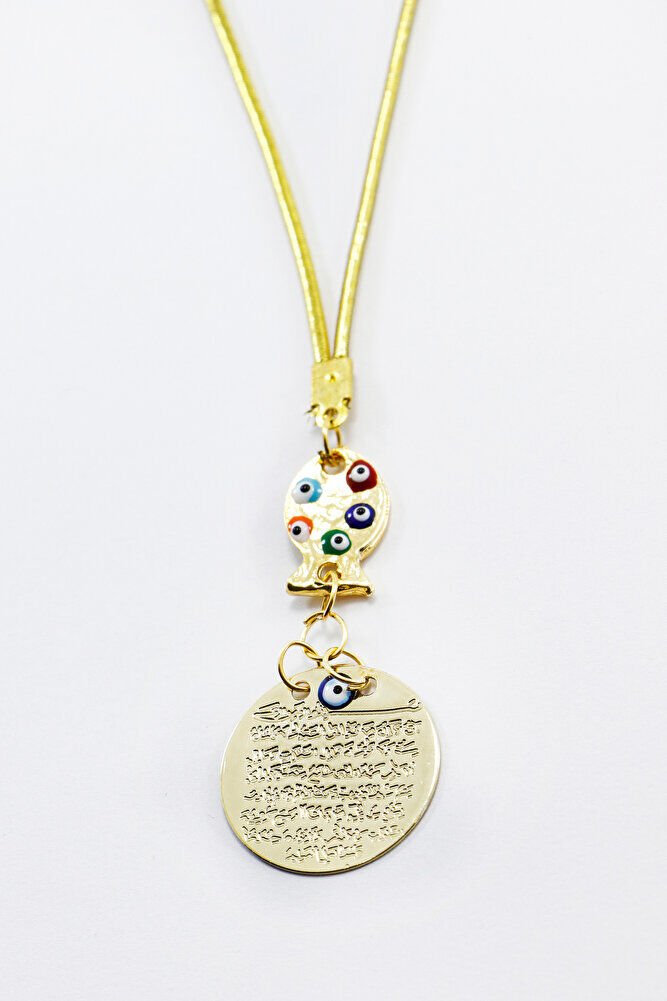 Metal Ayetel Kursi Prayer Colorful Fish Evil Eye Bead Car Rearview Mirror Ornament Handmade Luxury Accessory