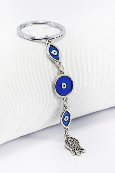 Enameled Ellipse Evil Eye Beaded Tulip Cluster Keychain, Evil Eye Bag Ornament for Gift