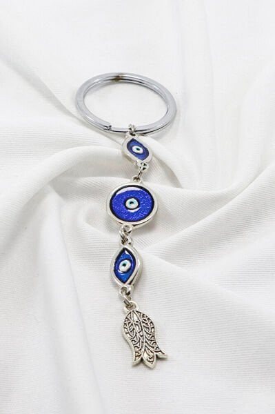 Enameled Ellipse Evil Eye Beaded Tulip Cluster Keychain, Evil Eye Bag Ornament for Gift