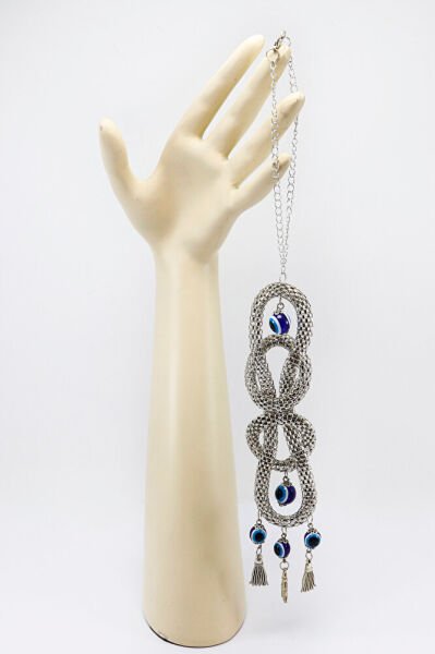 Nazar Boncuklu Gösterişli Metal Örgü Araba Minübüs Dikiz Ayna Süsü, Yeni Araba Hediyesi