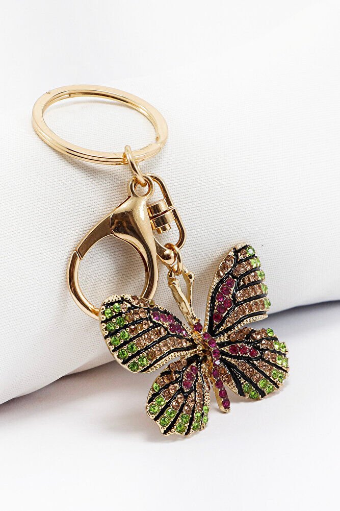 Butterfly Figured Keychain with Colorful Shiny Stones, Gift Keychain