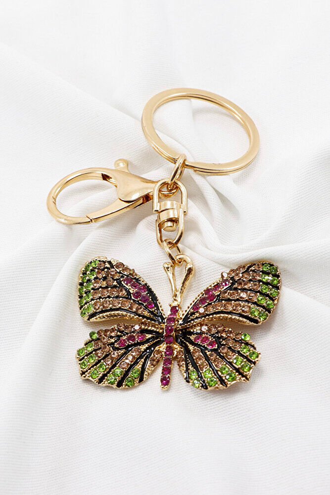 Butterfly Figured Keychain with Colorful Shiny Stones, Gift Keychain