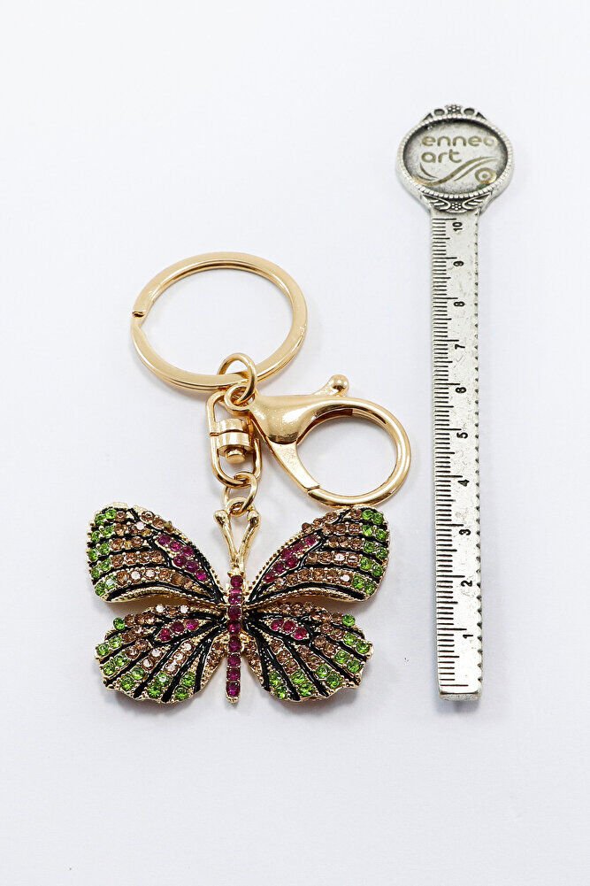 Butterfly Figured Keychain with Colorful Shiny Stones, Gift Keychain