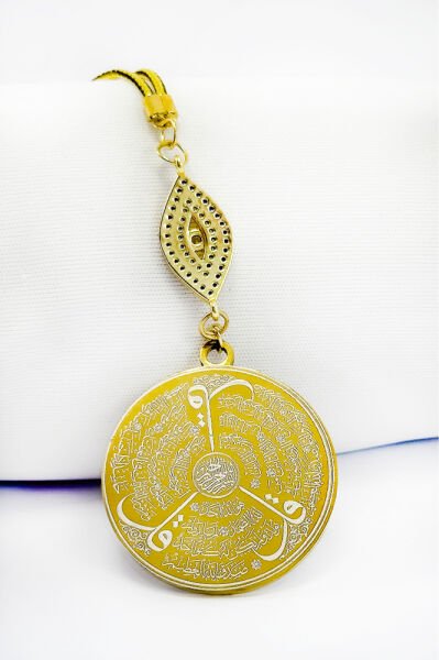 Elips Zirkon Taşlı Paslanmaz Çelik Ayetel Kürsi Felak Nas İhlas Araba Dikiz Ayna Süsü